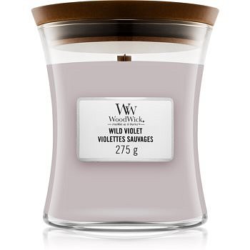 Woodwick Wild Violet vonná svíčka s dřevěným knotem 275 g