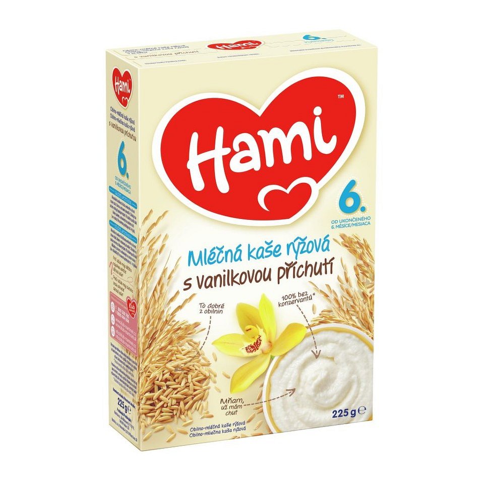 Hami kaše ml.rýžová s van.příchutí 225g - II.jakost