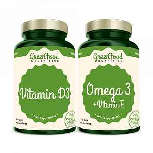 GreenFood Nutrition Omega 3 + Vitamin E + Vitamin D3 dvojbalení 120+60 kapslí