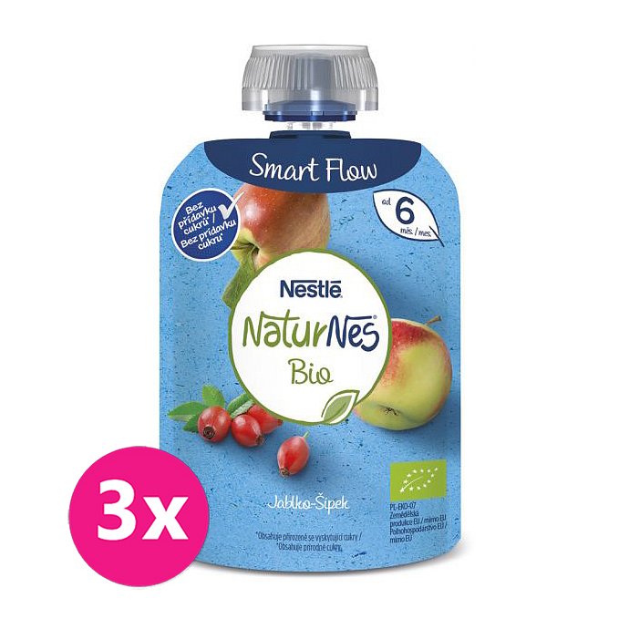 3x NESTLÉ NATURNES BIO kapsička Jablko Šípek 90 g