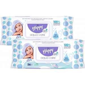 Bella Happy Aqua care vlhčené ubrousky 2 x 56 ks