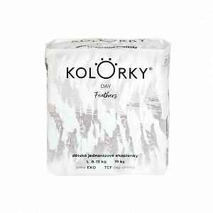 Kolorky DAY - peří - L (8-13 kg) jednorázové eko plenky 19ks