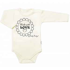 Baby Nellys Body dlouhý rukáv Made with love,  ecru vel.  62
