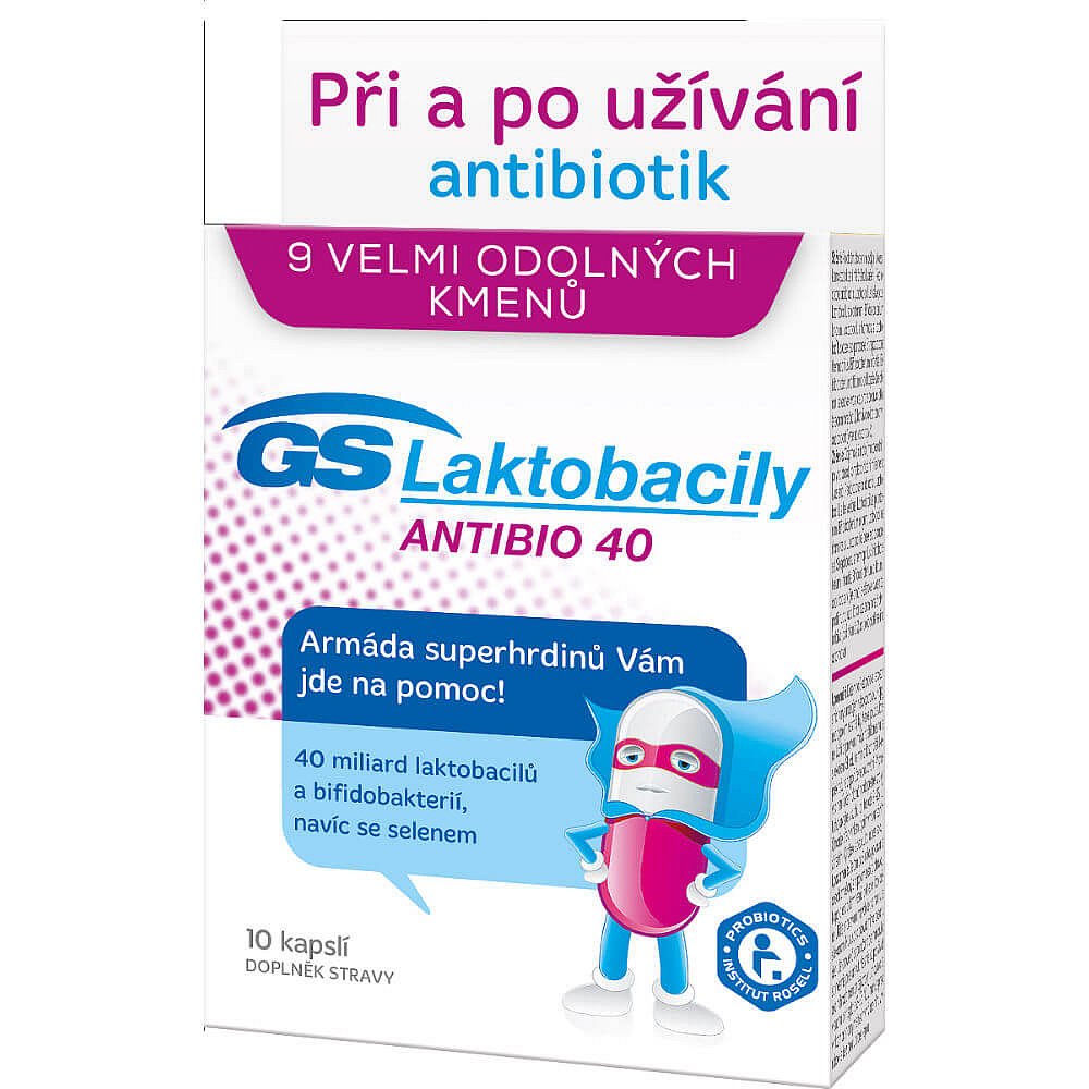 GS Laktobacily Antibio40 10 kapslí, poškozený obal