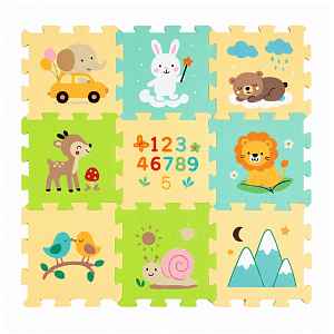 PETITE&MARS Podlahové skládací puzzle Nexli 9 ks, Forest Friends
