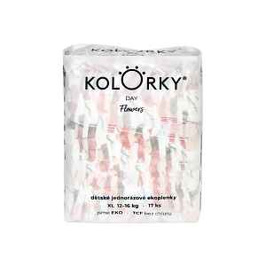 Kolorky DAY - květy - XL (12-16 kg) jednorázové eko plenky 17ks