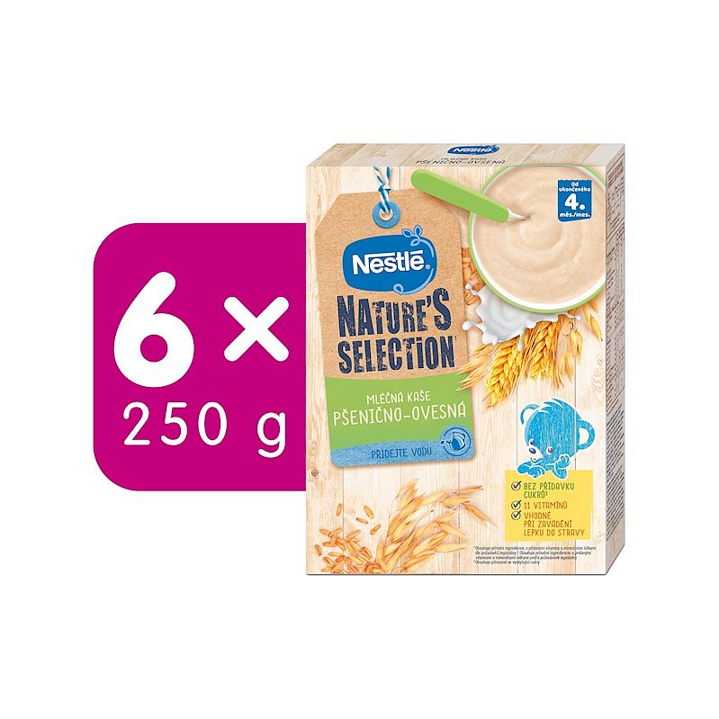 6x NESTLÉ NATURE’S SELECTION mléčná kaše Pšenično-ovesná 250 g