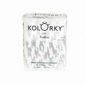 Kolorky DAY - peří - XL (12-16 kg) jednorázové eko plenky 17ks