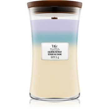 Woodwick Trilogy Calming Retreat vonná svíčka s dřevěným knotem 609,5 g