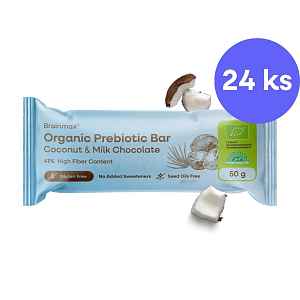BrainMax® Organic Prebiotic Bar, Coconut & Milk Chocolate, 24 x 50 g
