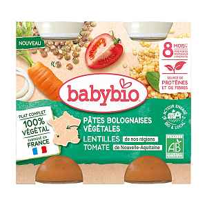 BABYBIO Zeleninové boloňské těstoviny s čočkou, rajčetem BIO 2 x 200 g