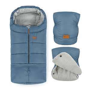 PETITE&MARS Set zimní fusak Jibot 3v1 + rukavice na kočárek Jasie Ocean Blue
