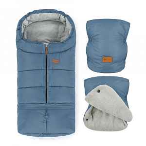 PETITE&MARS Set zimní fusak Jibot 3v1 + rukavice na kočárek Jasie Ocean Blue