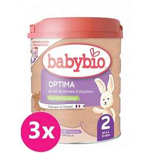 3x BABYBIO OPTIMA 2 kojenecké bio mléko 800 g