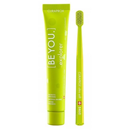 Curaprox Be You bělící zubní pasta Explorer green set