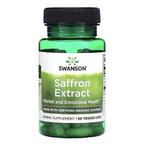 Swanson Saffron Extract, extrakt ze šafránu, 60 rostlinných kapslí