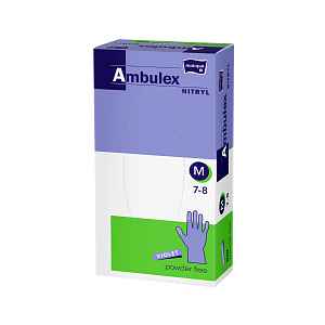 Ambulex Nitryl rukavice nepudrové violet M 100ks