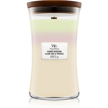 Woodwick Trilogy Terrace Blossoms vonná svíčka s dřevěným knotem 609,5 g