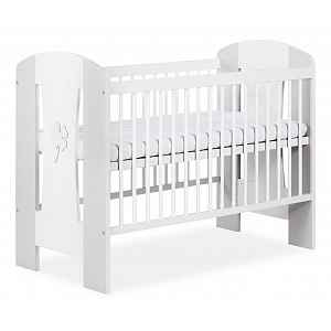 KLUPŚ Postýlka Nati Čtyřlístek - bílá/šedá, 120 x 60 cm