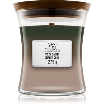 Woodwick Trilogy Cozy Cabin vonná svíčka s dřevěným knotem 275 g