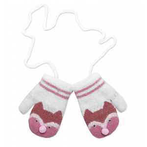 Baby Nellys Dětské, dvouvrstvé rukavice se šňůrkou, Kočka 3D vel.  104/110