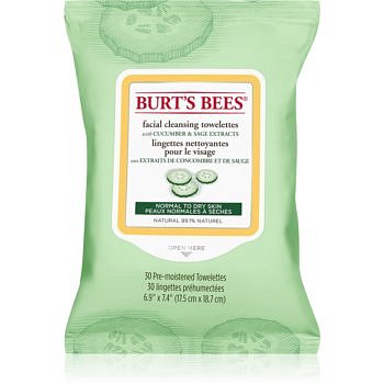 Burt’s Bees Cucumber & Sage čisticí a odličovací ubrousky pro normální až suchou pleť  30 ks