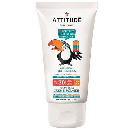 Dětský 100 % minerální opalovací krém ATTITUDE  (SPF 30 ) bez vůně 150 g