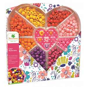 Sycomore Dřevěné korálky v úložné krabičce ve tvaru srdce