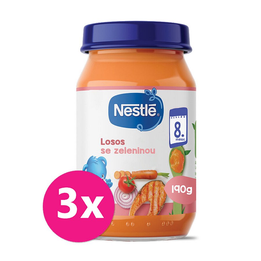 3x NESTLÉ Dětský příkrm zelenina s lososem 190 g, 8+