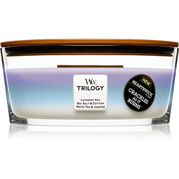 Woodwick Trilogy Calming Retreat vonná svíčka s dřevěným knotem (hearthwick) 453,6 g