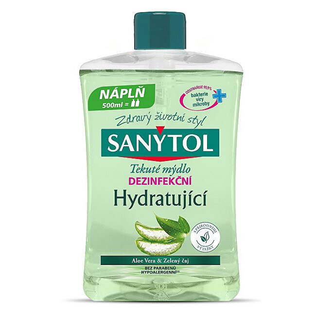 Hydratující dezinfekční mýdlo Aloe Vera & Zelený čaj - náhradní náplň 500 ml