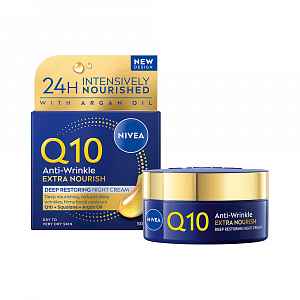 Nivea Q10 Extra Nourish Anti-Wrinkle výživný noční krém proti vráskám 50 ml
