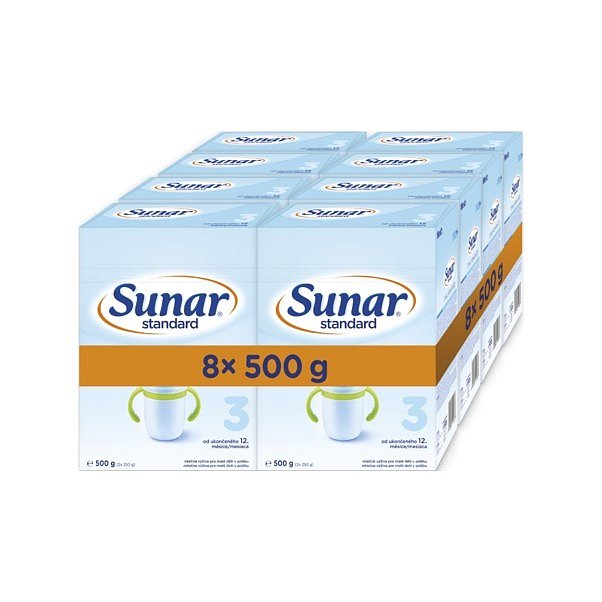 8 x SUNAR Kojenecké mléko Standard 3, 500 g