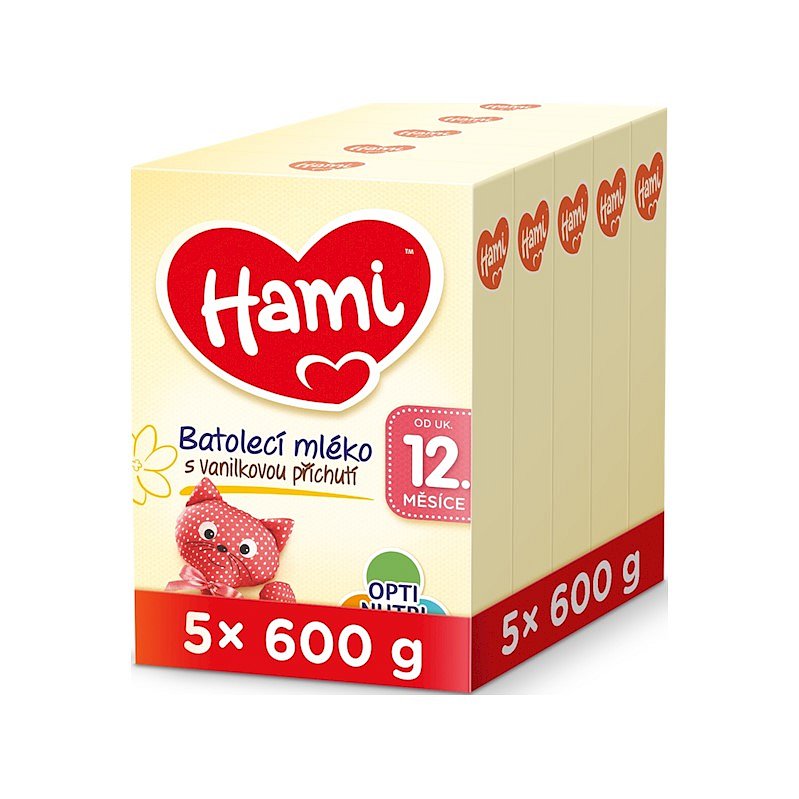 5 x HAMI 12+ s příchutí vanilky (600 g) – kojenecké mléko