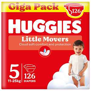 Huggies Little Movers 5 11–25 kg jednorázové plenky 126 ks box