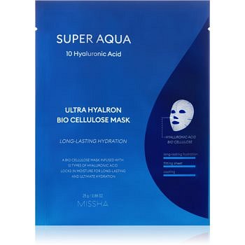 Missha Super Aqua 10 Hyaluronic Acid plátýnková maska s vysoce hydratačním a vyživujícím účinkem 25 g