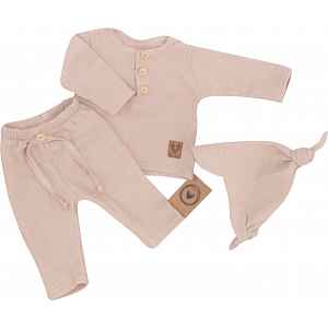Z&Z Mušelínové triko dl. rukáv, kalhoty + šátek uzlík, 3D sada, , béžová