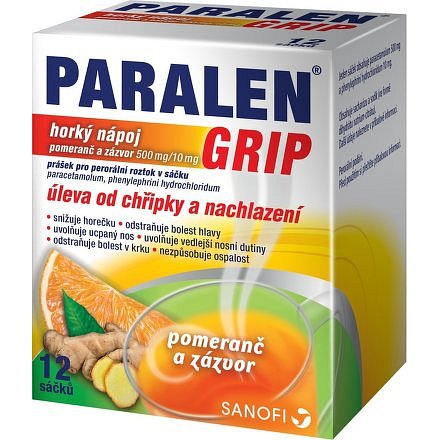 Paralen grip horký nápoj pomeranč a zázvor 12 sáčků