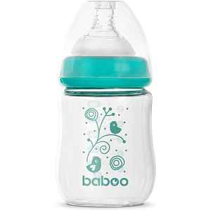 Baboo Anti-colic Glass Feeding Bottle Wide Neck skleněná kojenecká láhev 0m+ 1 ks
