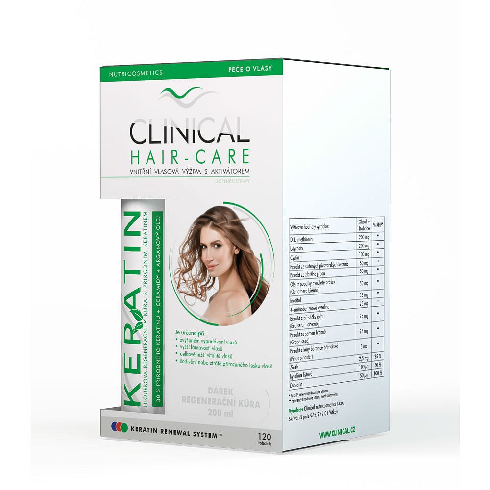 CLINICAL Hair-Care 120 tobolek + keratin 100 ml 4 MĚSÍČNÍ kúra