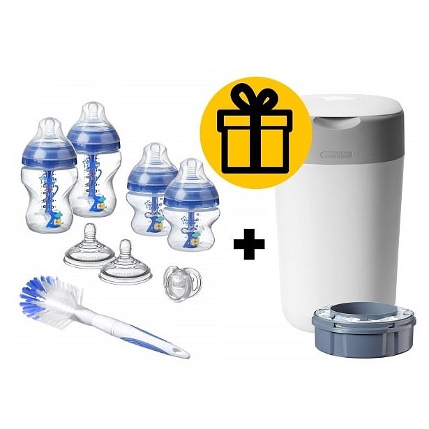 Tommee Tippee Sada kojeneckých lahviček C2N ANTI-COLIC Blue + Koš na pleny Sangenic Twist & Click