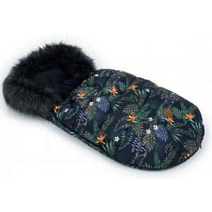 Mamo Tato Zimní fusak Lux s kožešinkou, Květy Tropic, 50 x 100cm - černý