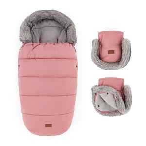 PETITE&MARS Set zimní fusak Comfy 4v1 + rukavice na kočárek Furry Old Rose