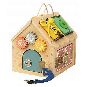 2Kids Toys Activity board Domeček přírodní malý