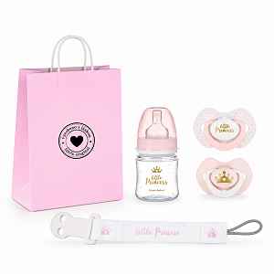 Canpol babies Dárková sada Little Princess 0–6m, lahvička, dudlíky, řetízek + taška zdarma