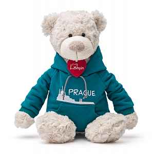 Lumpin Medvěd Spencer v modré mikině Praha, 35 cm