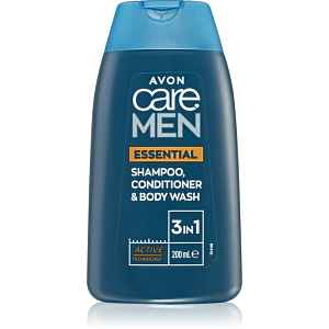Avon Care Men Essential 3 v 1 šampon, kondicionér a sprchový gel 200 ml