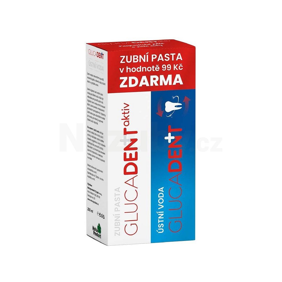 Glucadent Aktiv ústní voda 200 ml + zubní pasta 95 g - zubní pasta Glucadent Aktiv zdarma