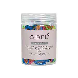 Gumičky do vlasů Sibel Fancy Elastic - 15 mm, 500 ks, barevné (4432950)