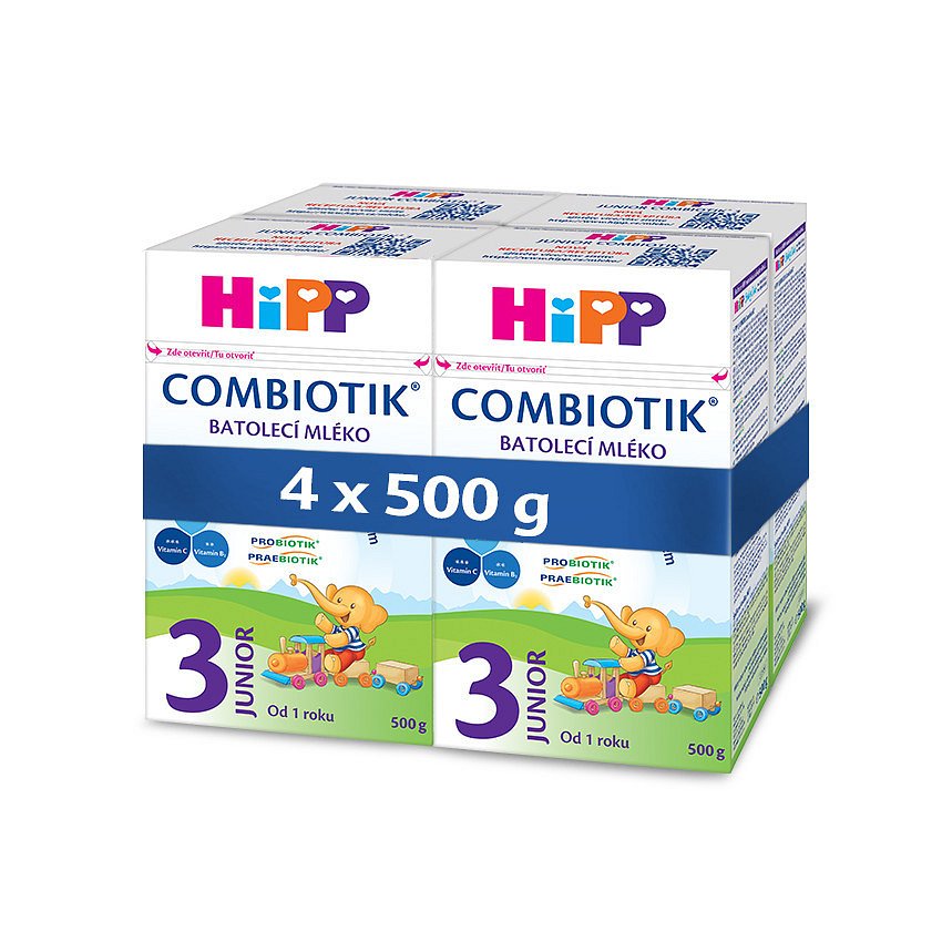 HiPP MLÉKO HiPP 3 JUNIOR Combiotik 4x500g - II. jakost